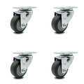 Service Caster 3 Inch Thermoplastic Rubber Wheel Swivel Top Plate Caster Set SCC-20S314-TPRB-TP2-4